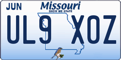 MO license plate UL9X0Z