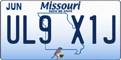 MO license plate UL9X1J