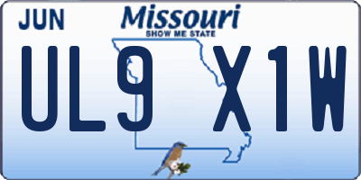 MO license plate UL9X1W