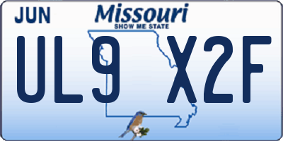 MO license plate UL9X2F