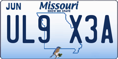 MO license plate UL9X3A