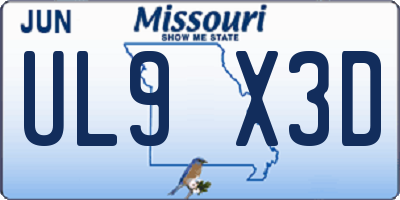 MO license plate UL9X3D