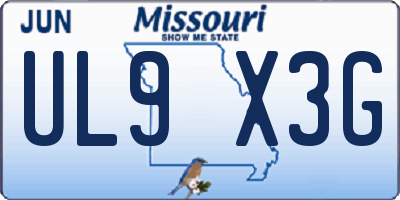 MO license plate UL9X3G