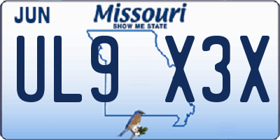 MO license plate UL9X3X