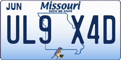 MO license plate UL9X4D