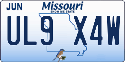 MO license plate UL9X4W