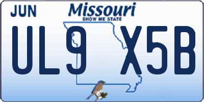 MO license plate UL9X5B