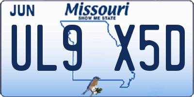 MO license plate UL9X5D