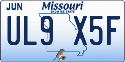 MO license plate UL9X5F