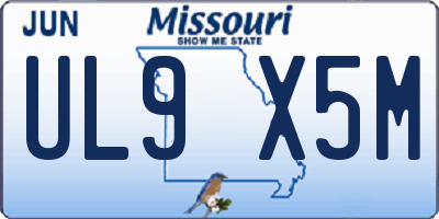 MO license plate UL9X5M