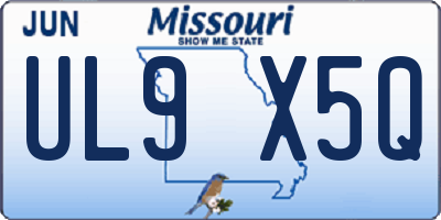 MO license plate UL9X5Q