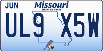 MO license plate UL9X5W