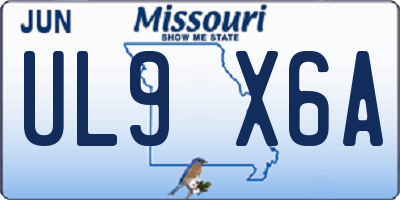 MO license plate UL9X6A
