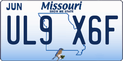 MO license plate UL9X6F