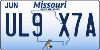 MO license plate UL9X7A