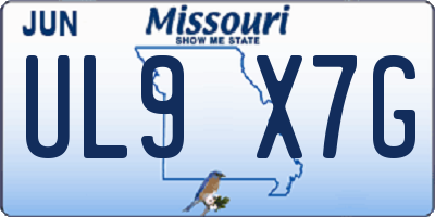 MO license plate UL9X7G