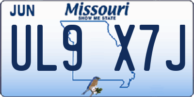 MO license plate UL9X7J