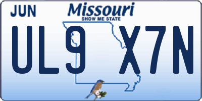 MO license plate UL9X7N