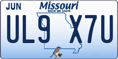 MO license plate UL9X7U