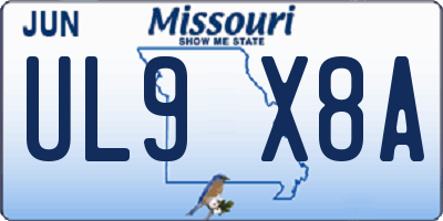 MO license plate UL9X8A