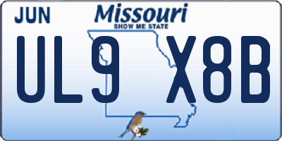 MO license plate UL9X8B