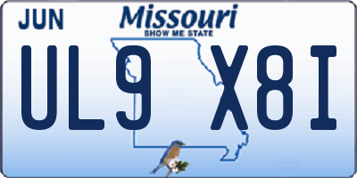 MO license plate UL9X8I