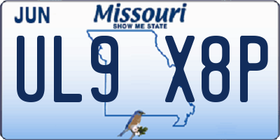 MO license plate UL9X8P