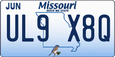 MO license plate UL9X8Q
