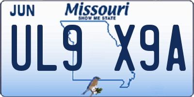 MO license plate UL9X9A