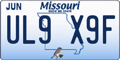 MO license plate UL9X9F