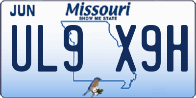 MO license plate UL9X9H