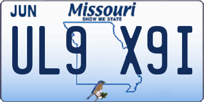 MO license plate UL9X9I
