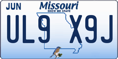 MO license plate UL9X9J