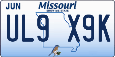 MO license plate UL9X9K