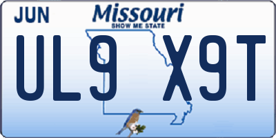 MO license plate UL9X9T
