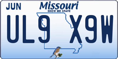 MO license plate UL9X9W