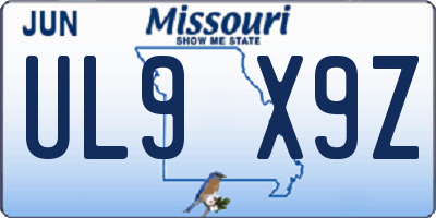 MO license plate UL9X9Z