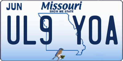 MO license plate UL9Y0A