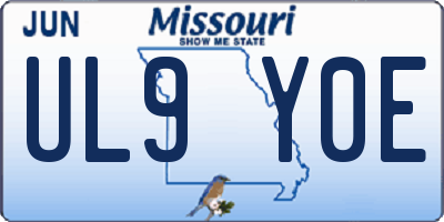 MO license plate UL9Y0E