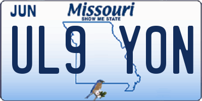 MO license plate UL9Y0N