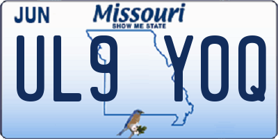 MO license plate UL9Y0Q
