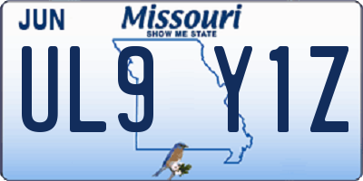 MO license plate UL9Y1Z