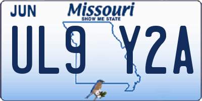 MO license plate UL9Y2A