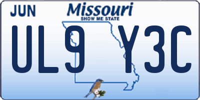 MO license plate UL9Y3C