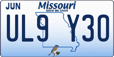 MO license plate UL9Y3O