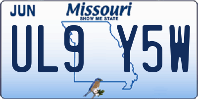 MO license plate UL9Y5W
