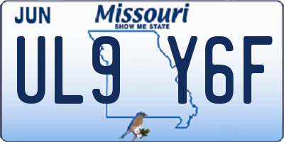 MO license plate UL9Y6F