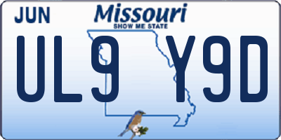MO license plate UL9Y9D