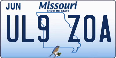 MO license plate UL9Z0A