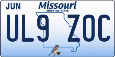 MO license plate UL9Z0C
